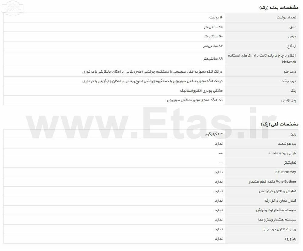 مینی رک ایستاده 16 یونیت 16U ، عمق و عرض 60 سانتیمتر ، چهار چرخ صنعتی TRB-6016